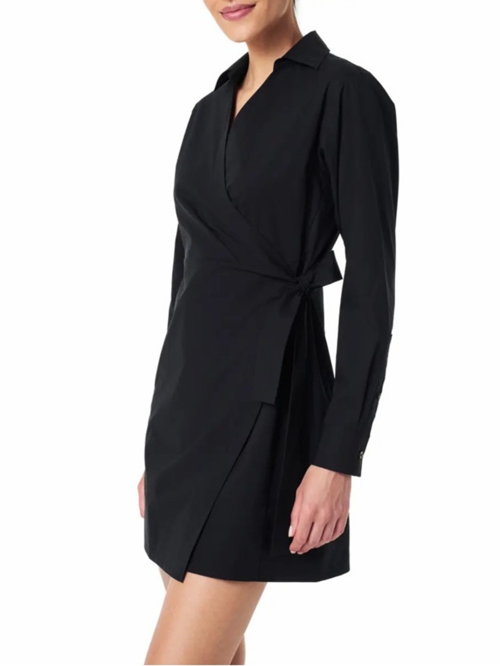 NWT Spanx‎ The Best Stretch Cotton Poplin Wrap Shirtdress Black Womens Size 3X